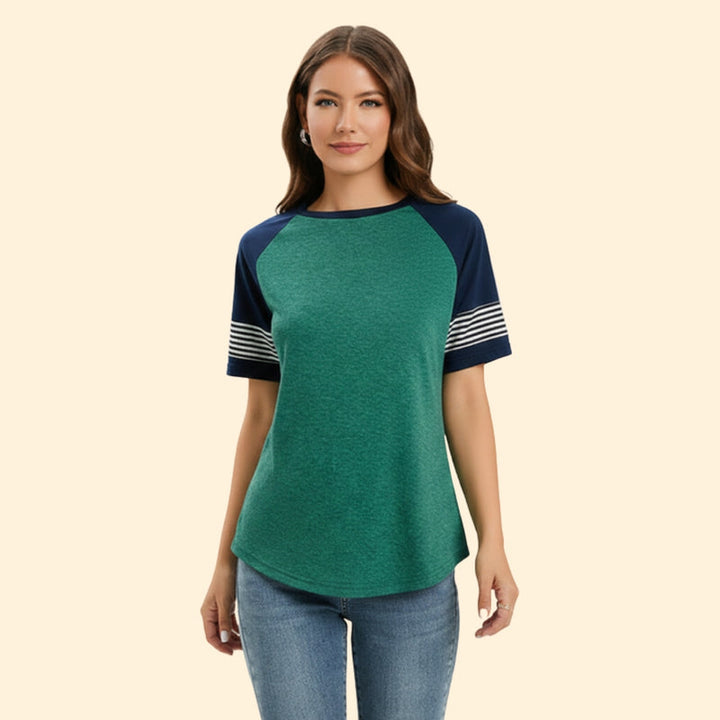 Women’s Casual T-Shirt with Striped Trim