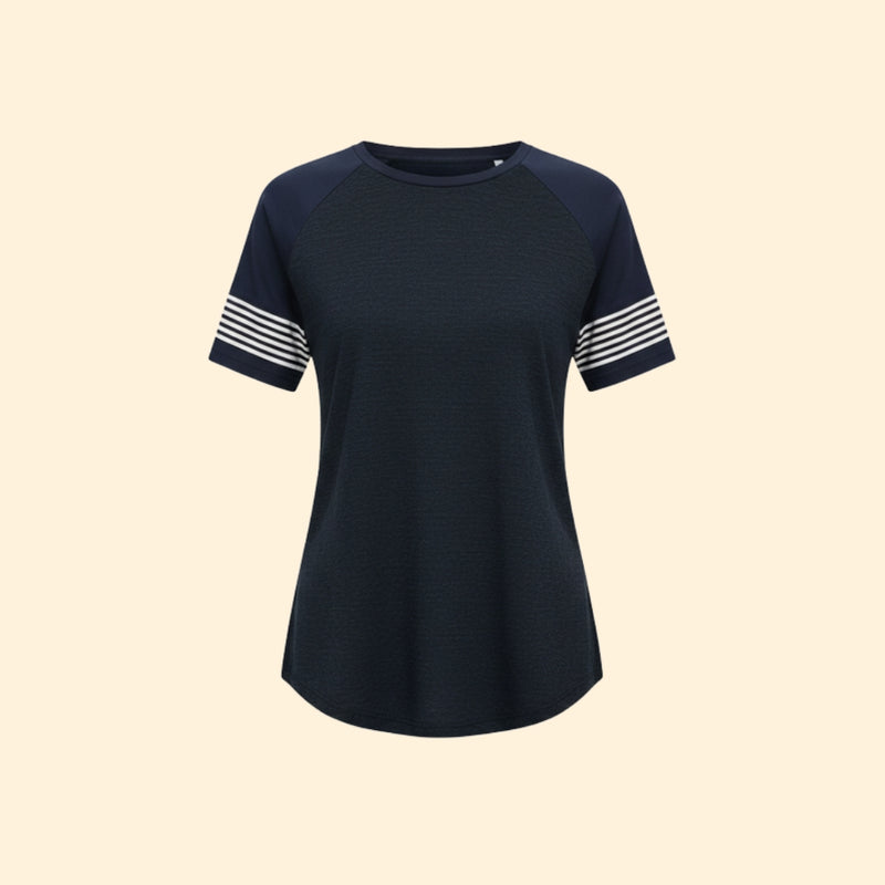 Women’s Casual T-Shirt with Striped Trim