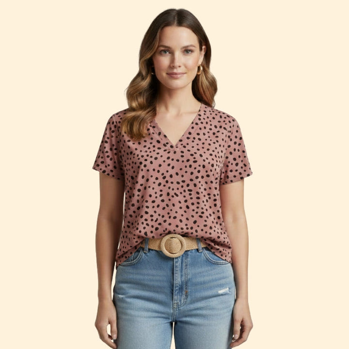 Women’s Casual T-Shirt with V-Neck Design