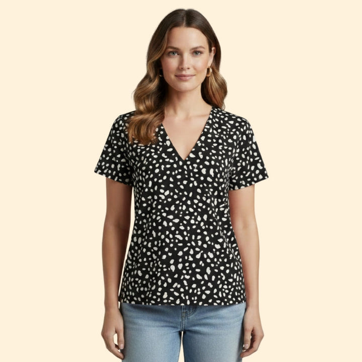 Women’s Casual T-Shirt with V-Neck Design