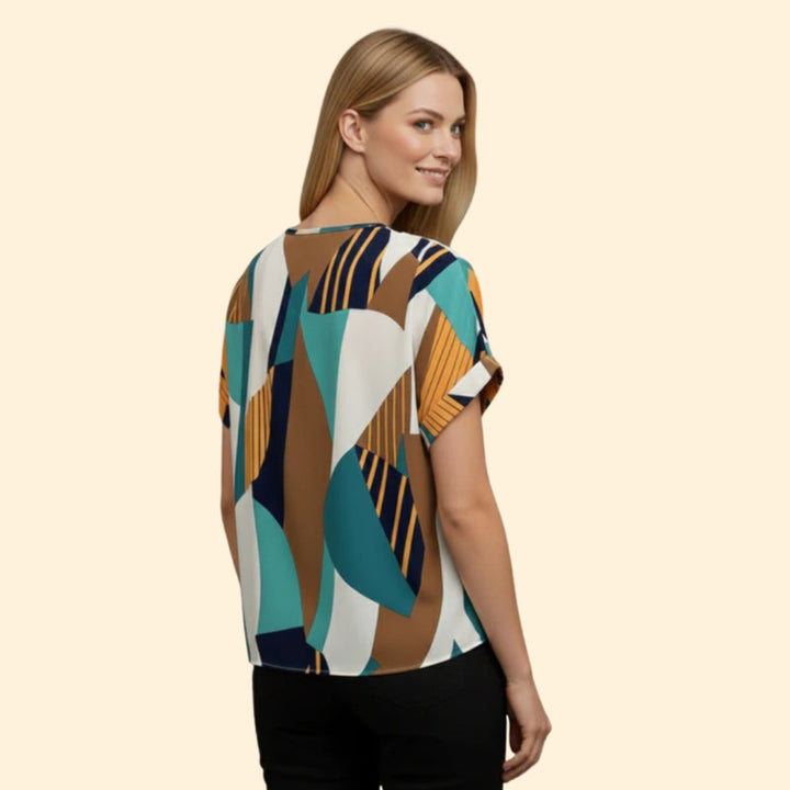 Women’s Casual T-Shirt with V-Neck and Bold Patterns