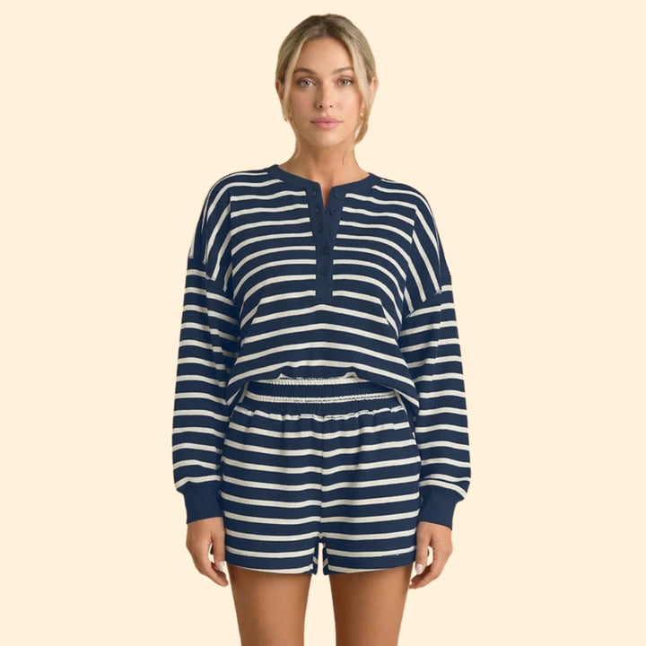 Women’s Casual Two-Piece Set with Stripes