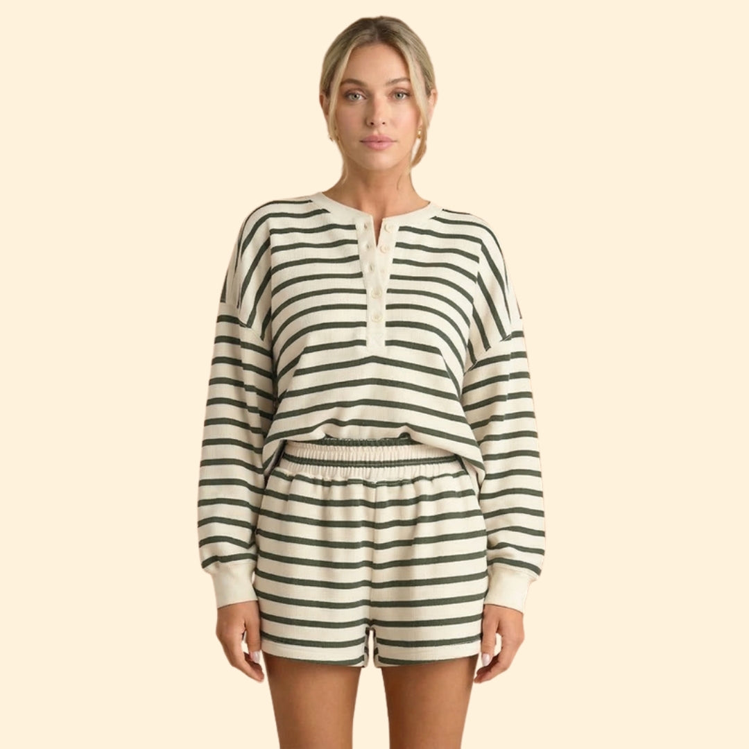 Women’s Casual Two-Piece Set with Stripes