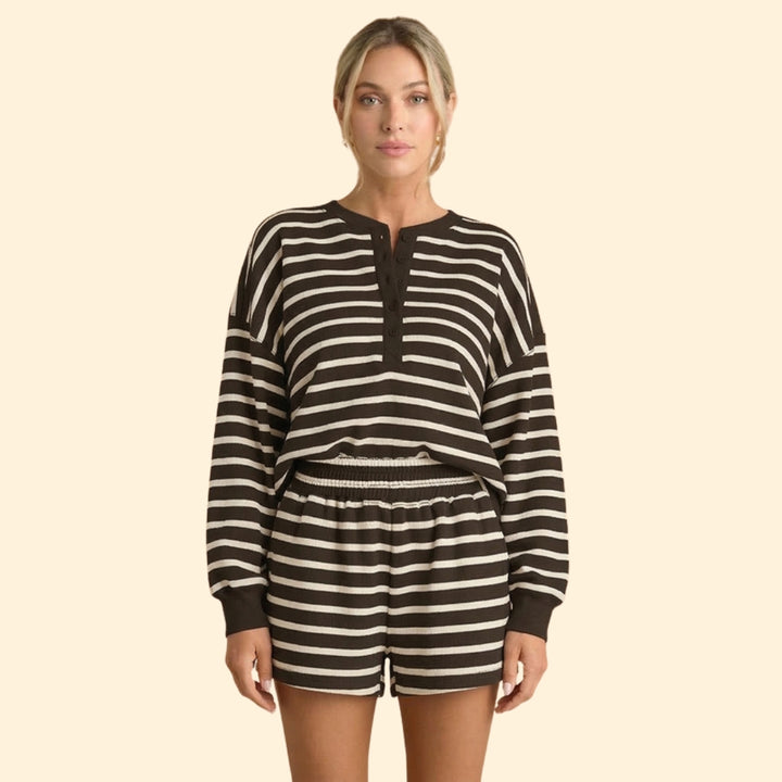 Women’s Casual Two-Piece Set with Stripes