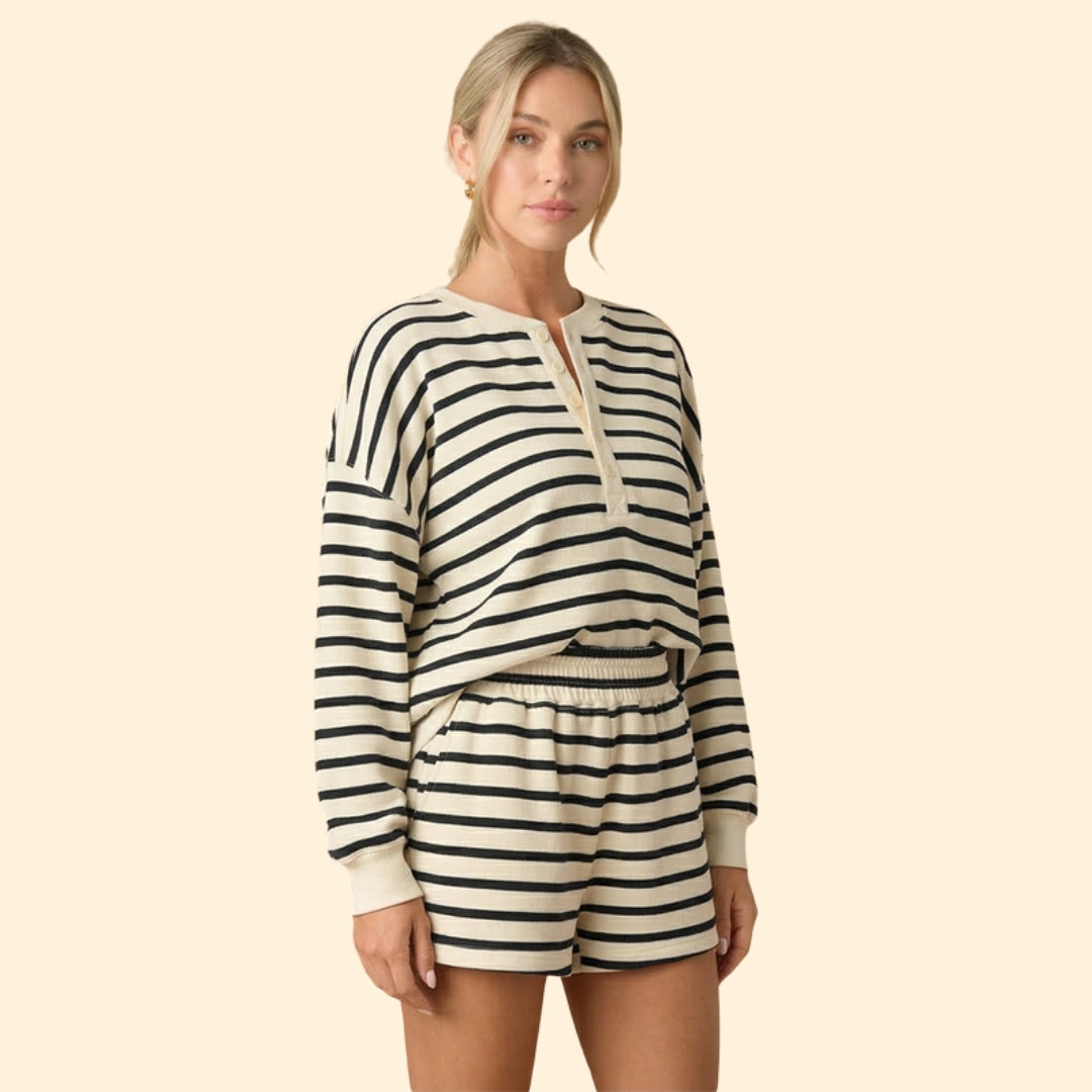 Women’s Casual Two-Piece Set with Stripes