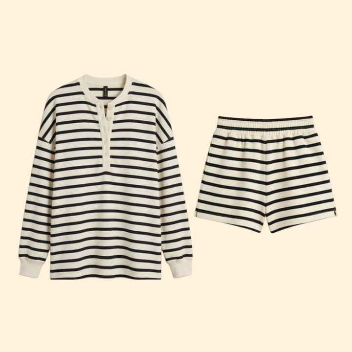 Women’s Casual Two-Piece Set with Stripes