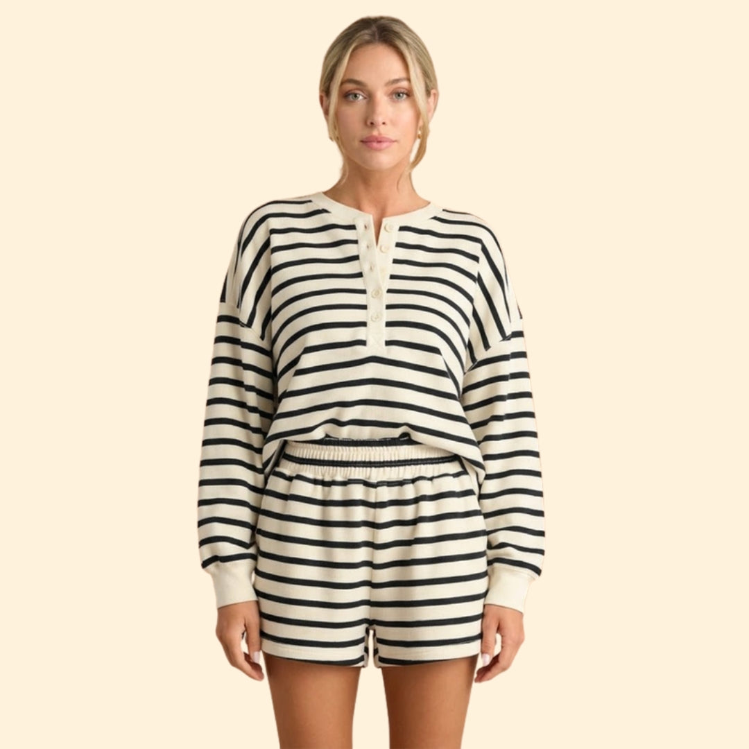 Women’s Casual Two-Piece Set with Stripes