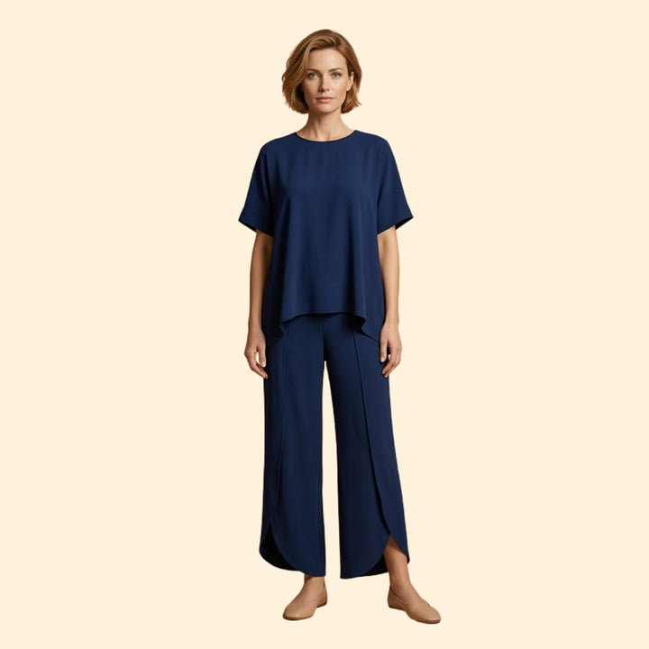 Women’s Casual Two-Piece Set with Wide Legs