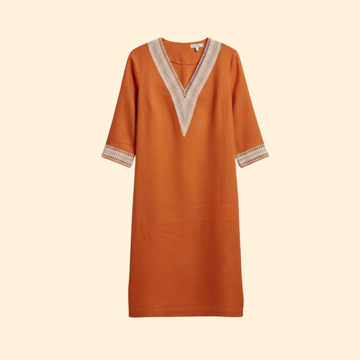 Women's Casual V-Neck Cotton Dress