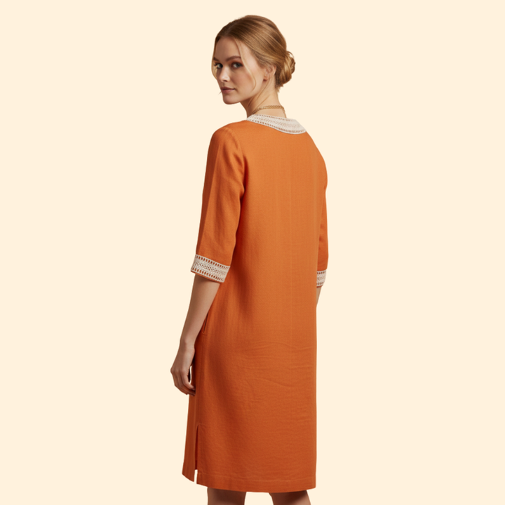 Women's Casual V-Neck Cotton Dress