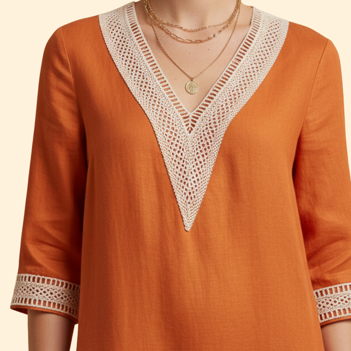Women's Casual V-Neck Cotton Dress