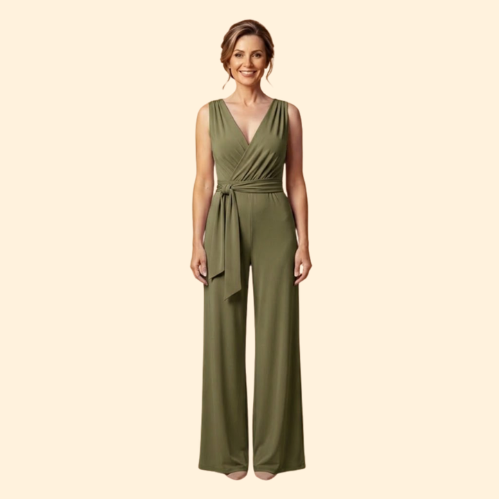 Women’s Chic Jumpsuit with Deep V Neckline