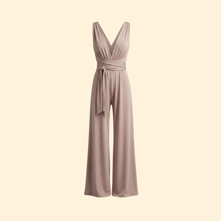 Women’s Chic Jumpsuit with Deep V Neckline