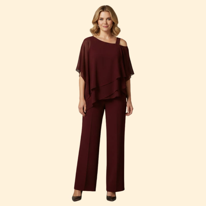 Women’s Chiffon Set with Off-Shoulder Top