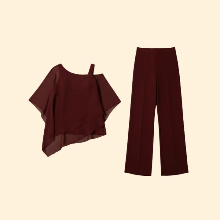 Women’s Chiffon Set with Off-Shoulder Top