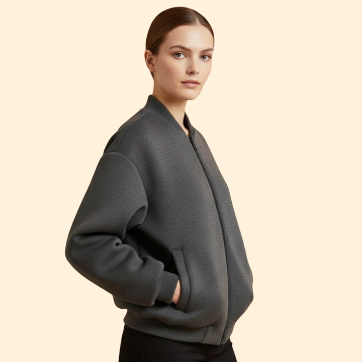 Women’s Bomber Jacket with Oversized Sleeve Design