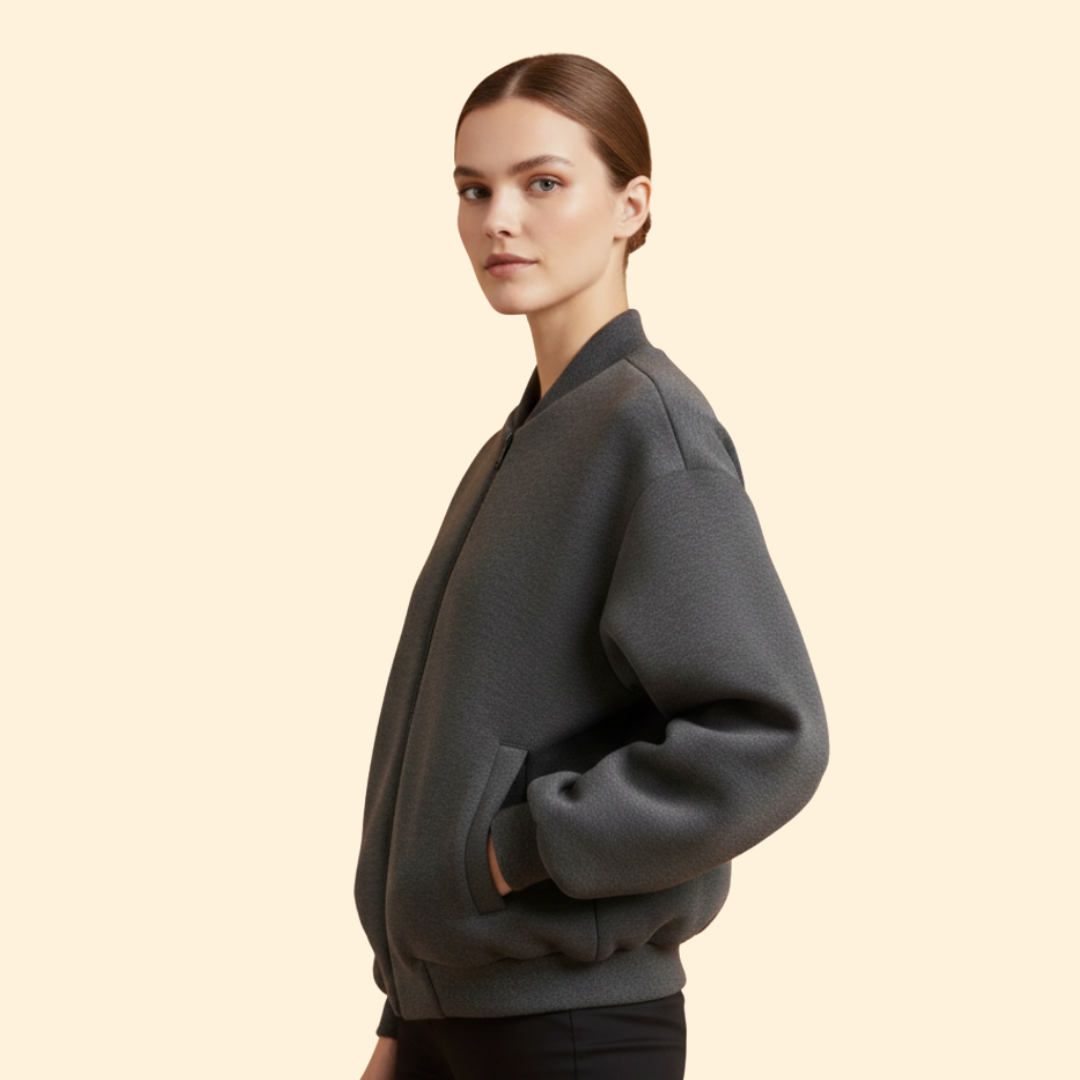 Women’s Bomber Jacket with Oversized Sleeve Design