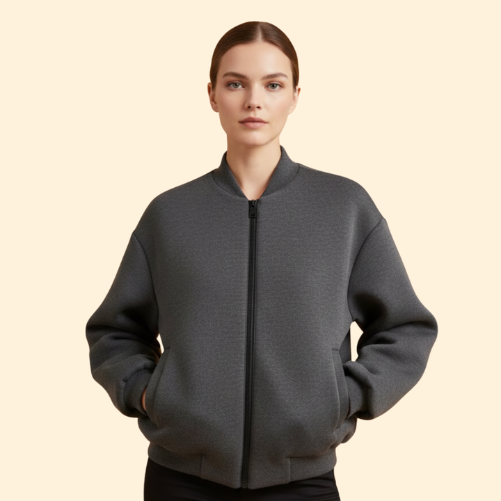 Women’s Bomber Jacket with Oversized Sleeve Design