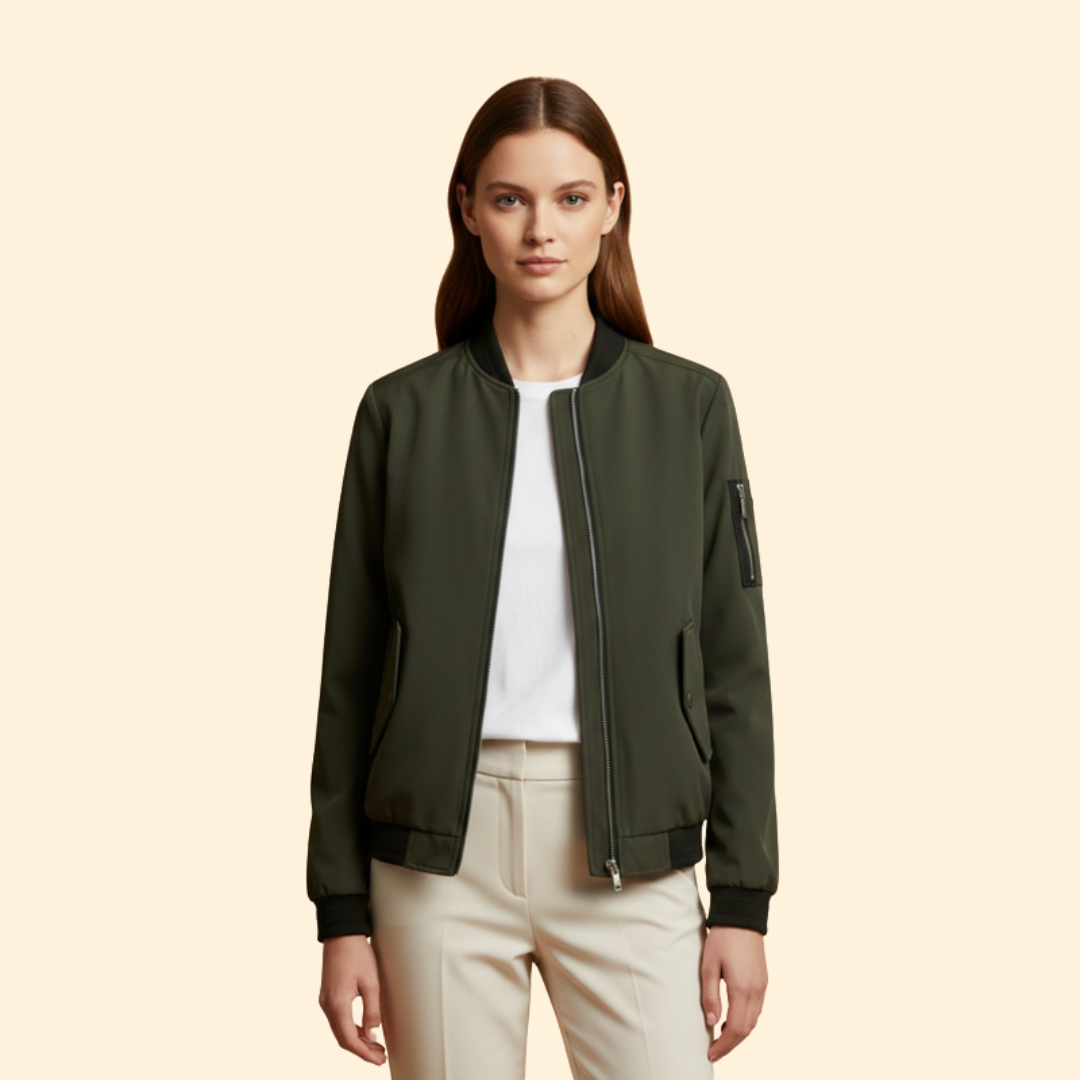 Women’s Bomber Jacket with Ribbed Cuffs