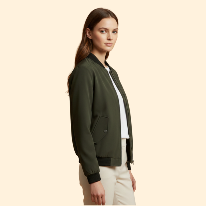 Women’s Bomber Jacket with Ribbed Cuffs