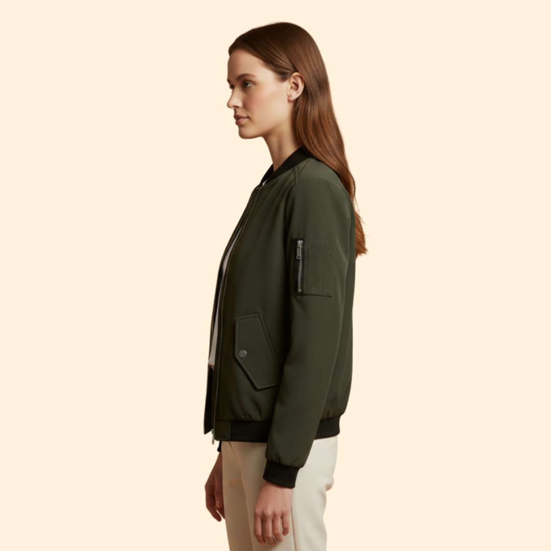 Women’s Bomber Jacket with Ribbed Cuffs