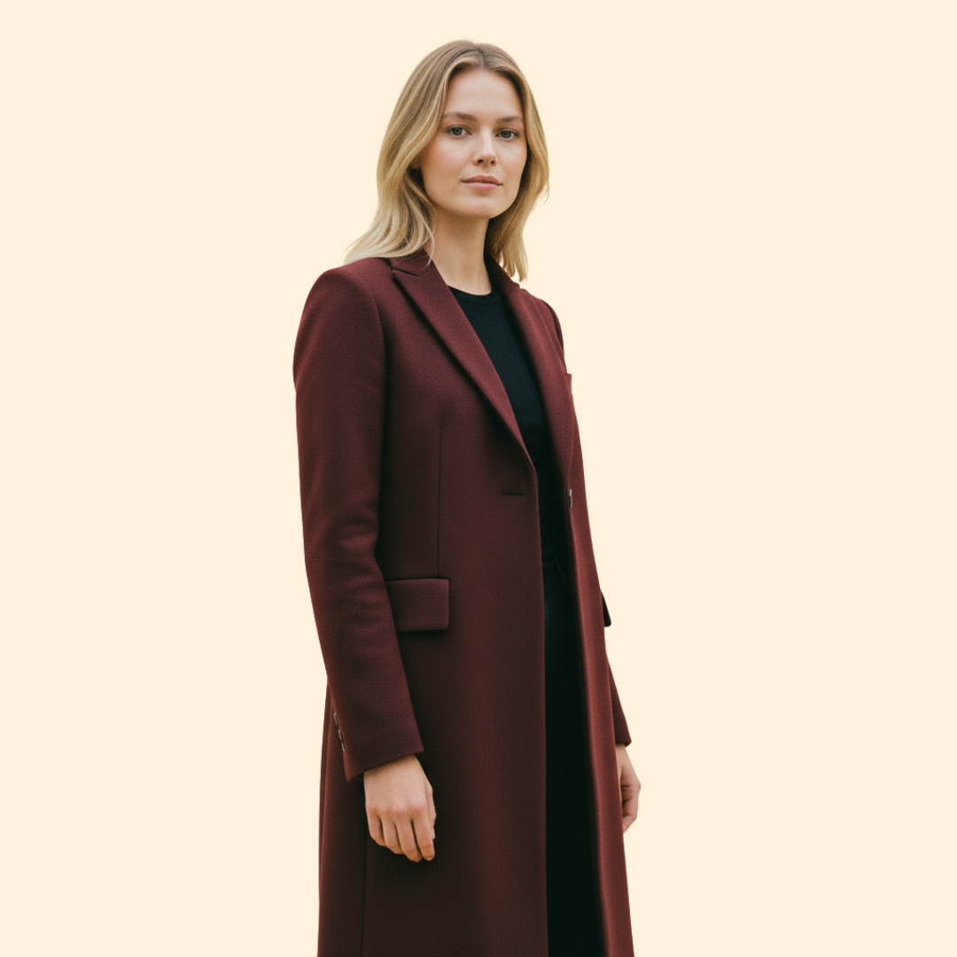 Women’s Long Coat with Streamlined Silhouette
