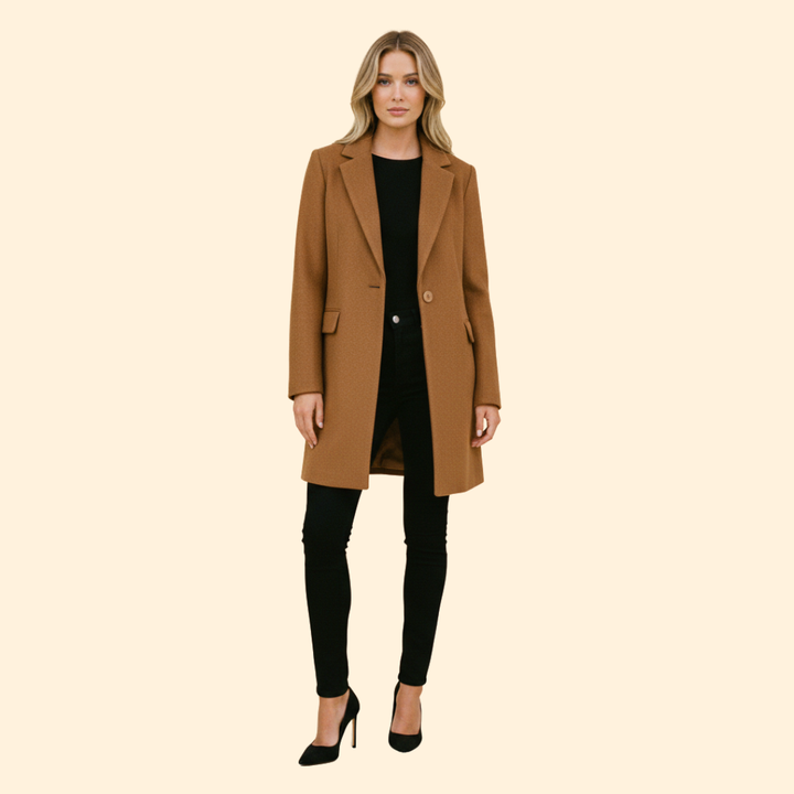 Women’s Long Coat with Streamlined Silhouette
