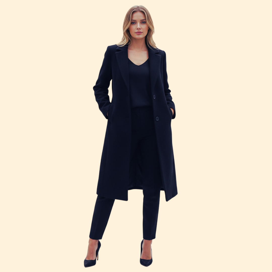 Women’s Long Coat with Streamlined Silhouette