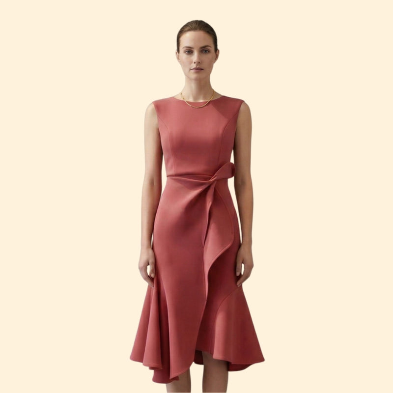 Women’s Cocktail Dress with Side Ruffle