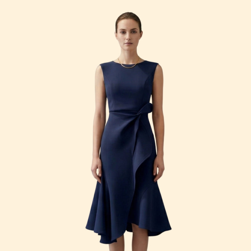 Women’s Cocktail Dress with Side Ruffle