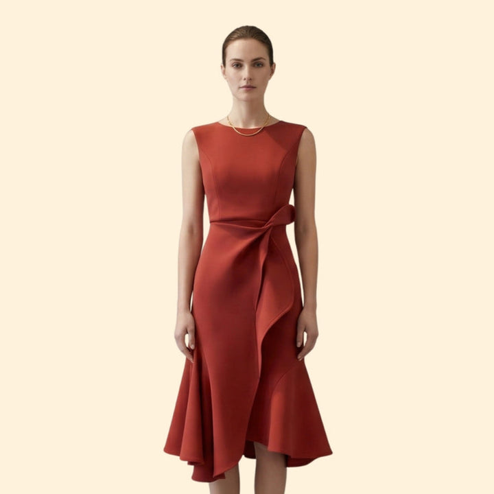 Women’s Cocktail Dress with Side Ruffle