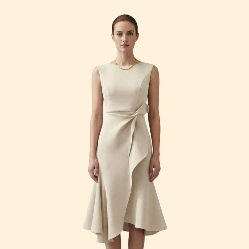 Women’s Cocktail Dress with Side Ruffle