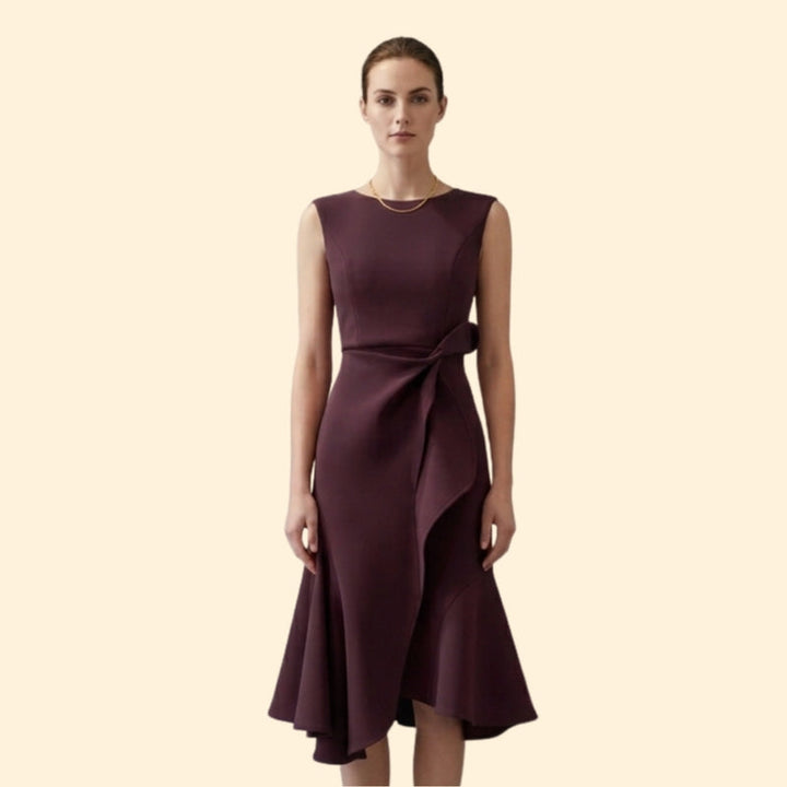 Women’s Cocktail Dress with Side Ruffle