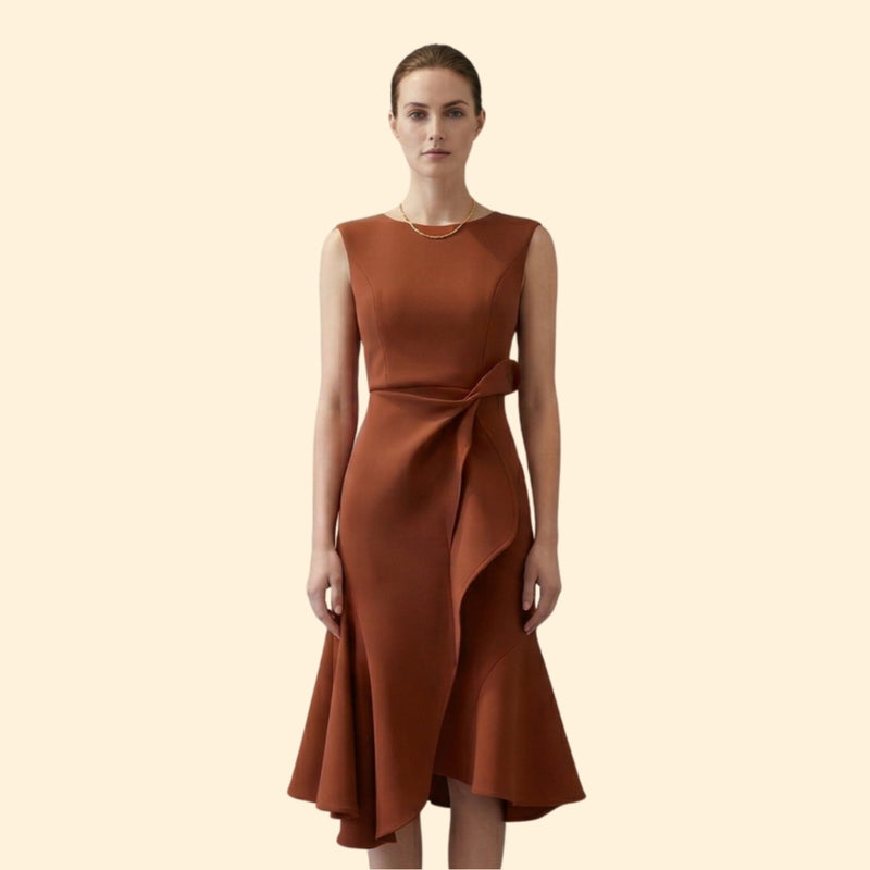 Women’s Cocktail Dress with Side Ruffle