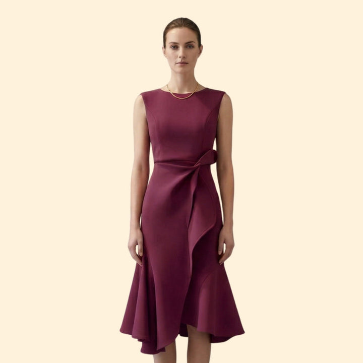 Women’s Cocktail Dress with Side Ruffle