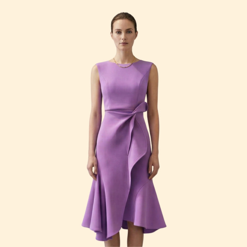 Women’s Cocktail Dress with Side Ruffle