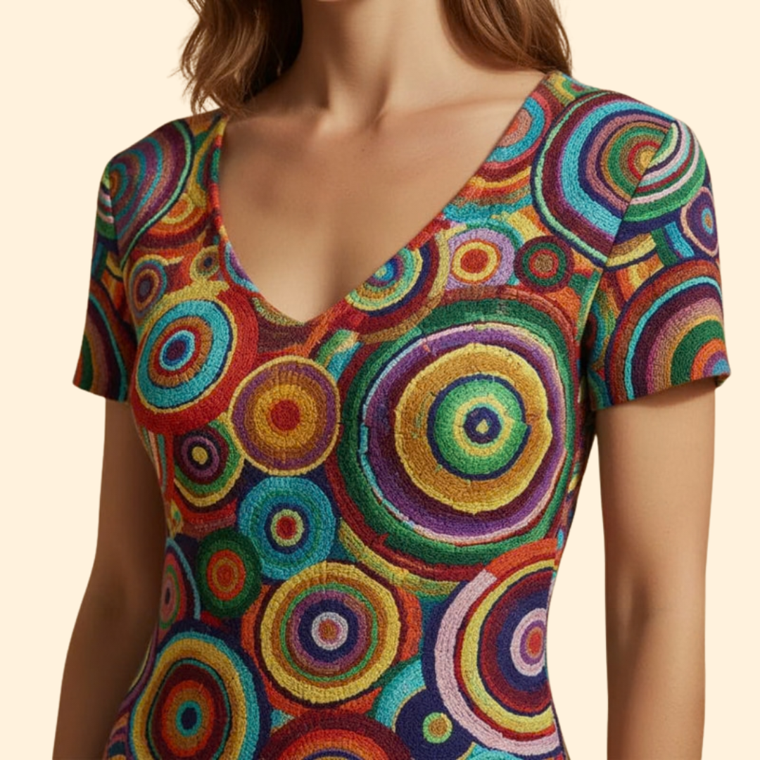 Women's Colorful Dress with Abstract Print