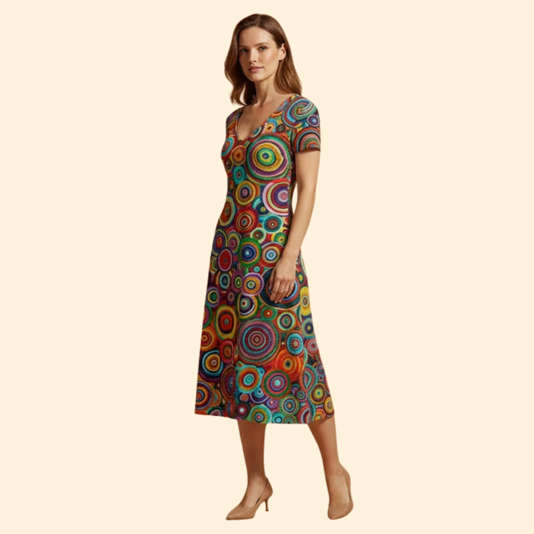 Women's Colorful Dress with Abstract Print