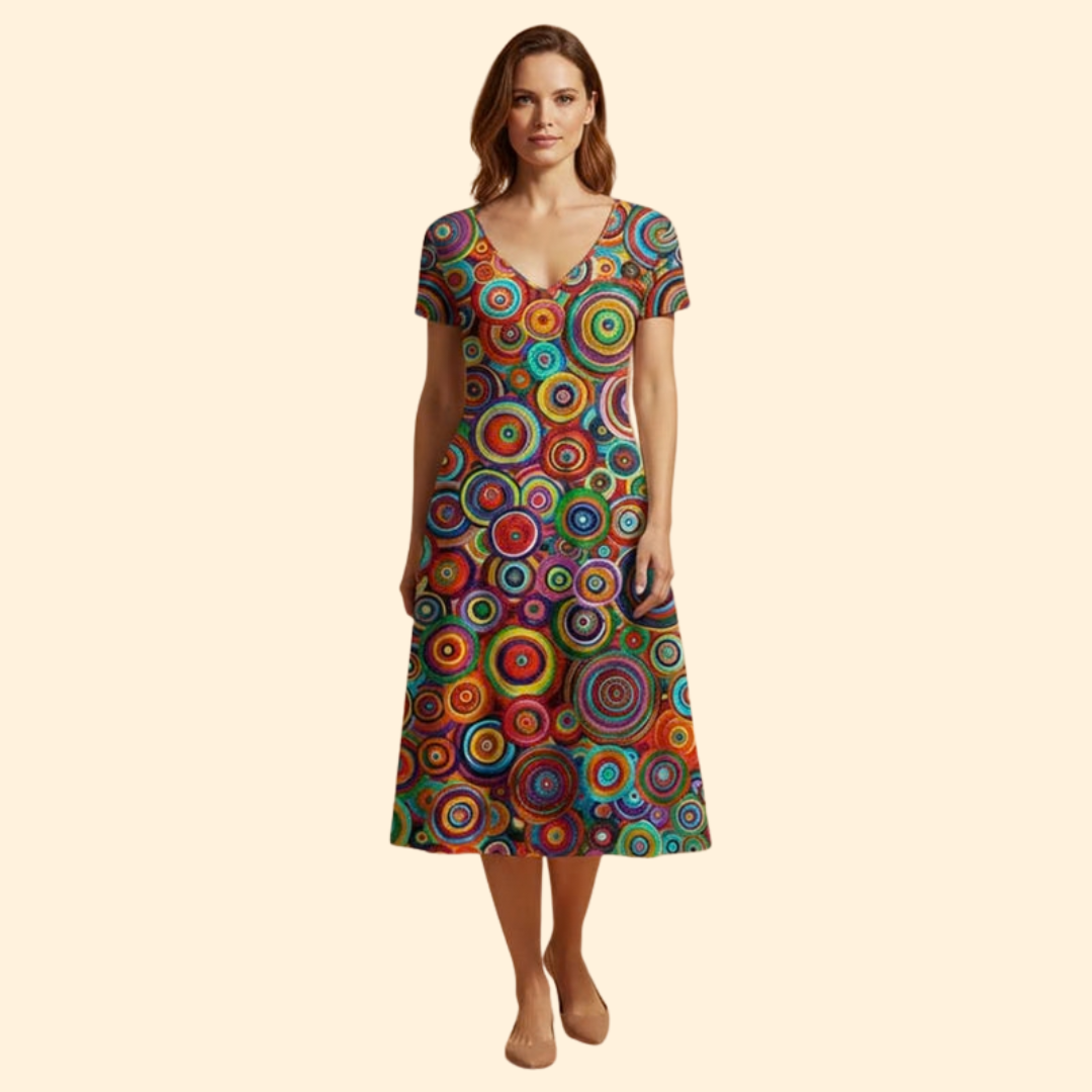 Women's Colorful Dress with Abstract Print