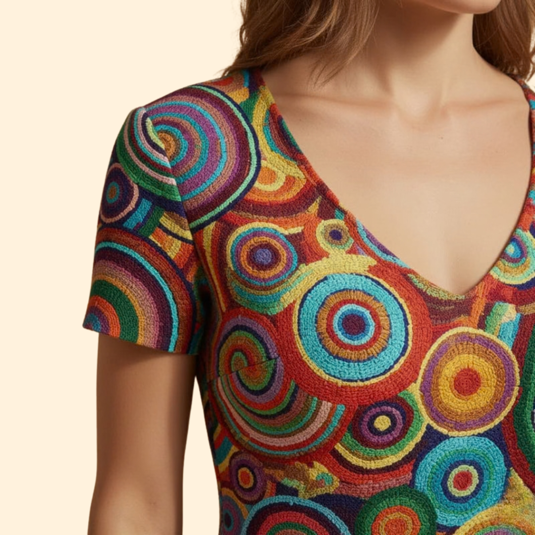 Women's Colorful Dress with Abstract Print