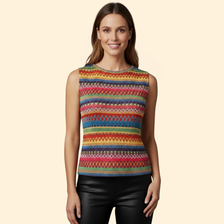 Women’s Tank Top with Geometric Stripe Pattern