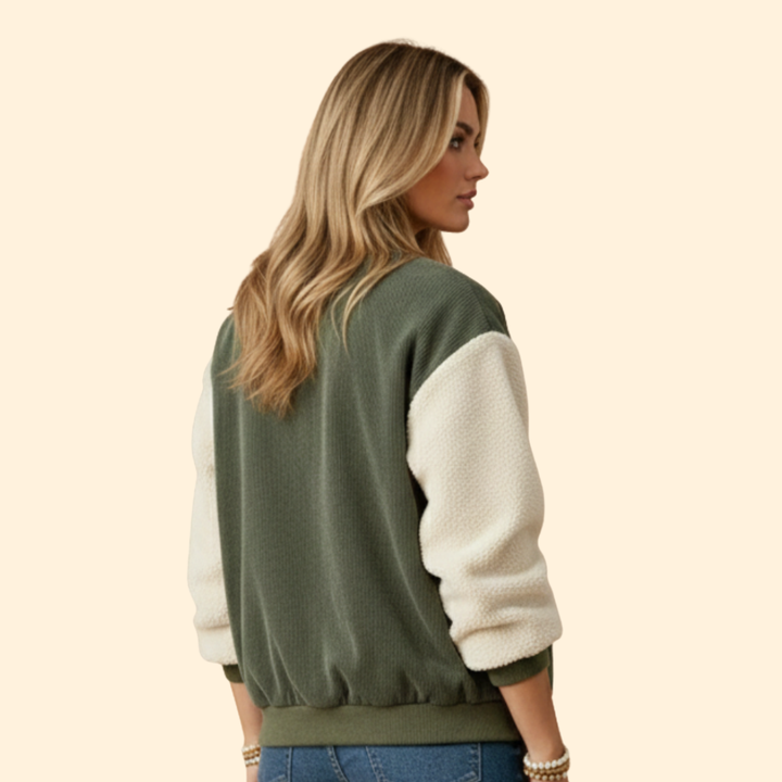 Women’s Corduroy Sherpa Bomber Jacket with Pockets