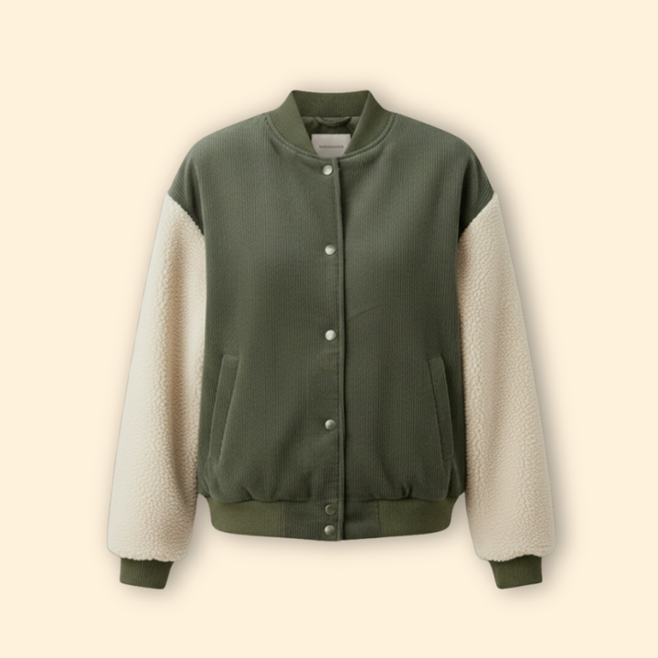 Women’s Corduroy Sherpa Bomber Jacket with Pockets