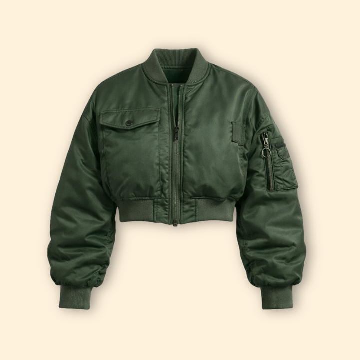 Women’s Bomber Jacket with Cropped Hem Design