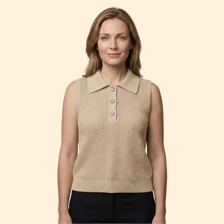 Women's Cropped Polo Sleeveless Top