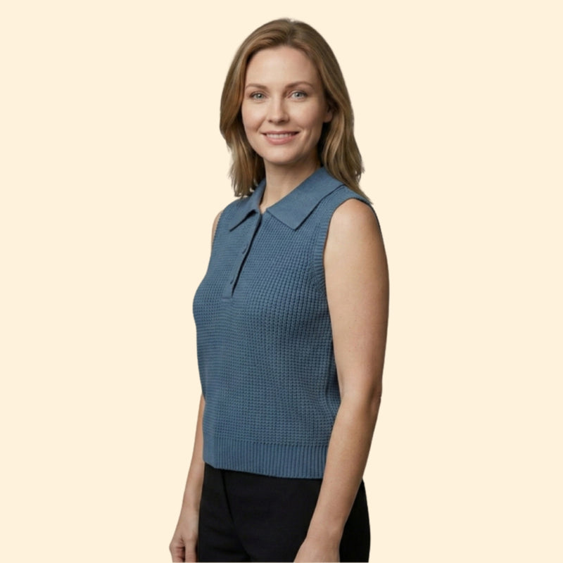 Women's Cropped Polo Sleeveless Top