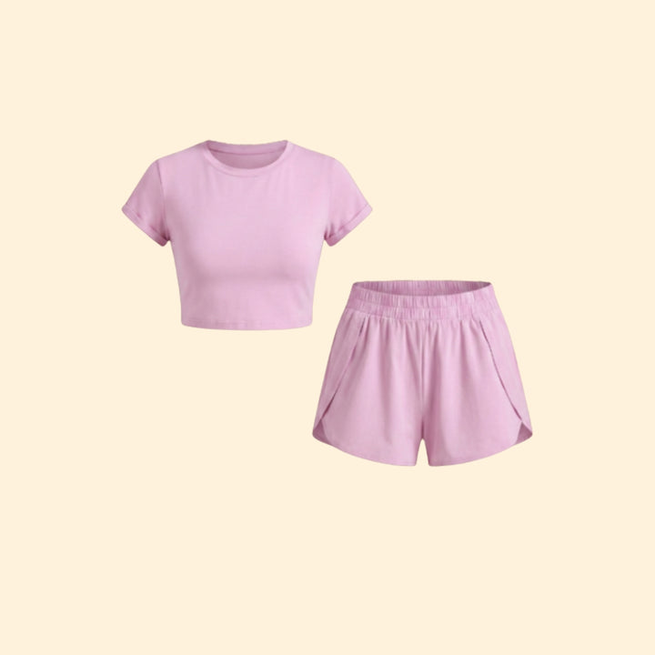 Women’s Cropped T-Shirt and Shorts Set