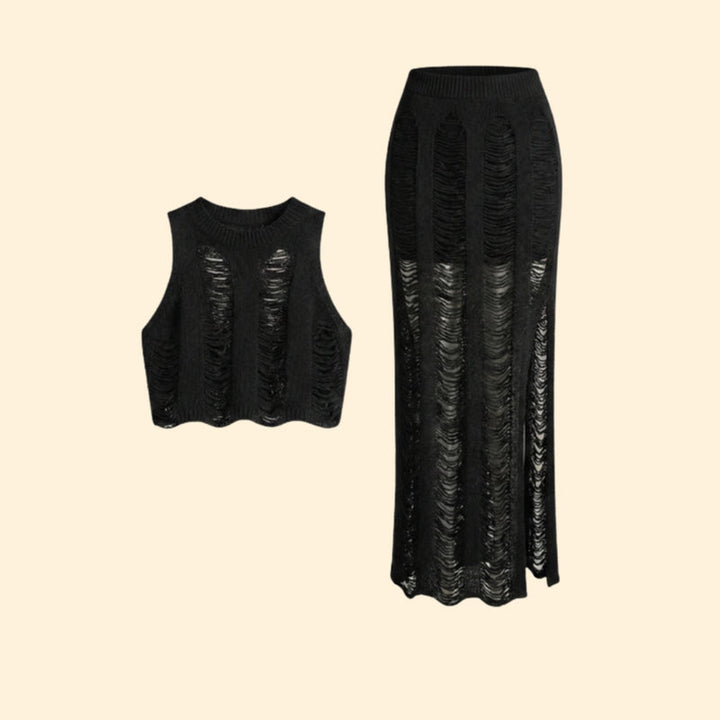 Women’s Cropped Top Set with Ruched Design