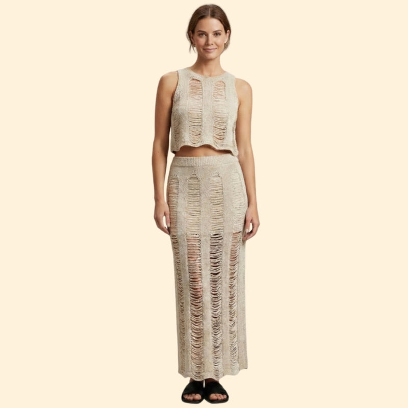 Women’s Cropped Top Set with Ruched Design