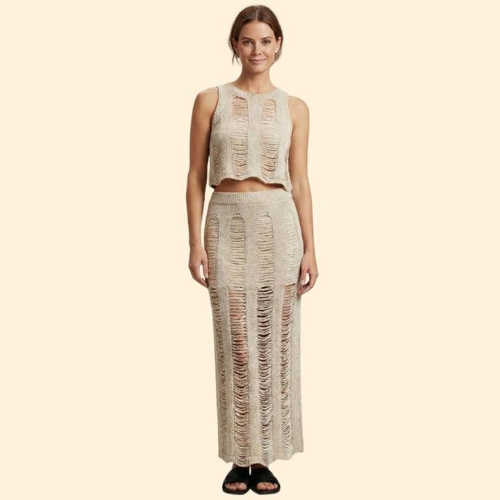 Women’s Cropped Top Set with Ruched Design